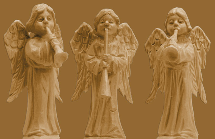 3 Engel mit Instrumenten 2 9cm hoch