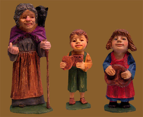 Märchenfiguren Hänsel und Gretel mit Hexe 9cm hoch